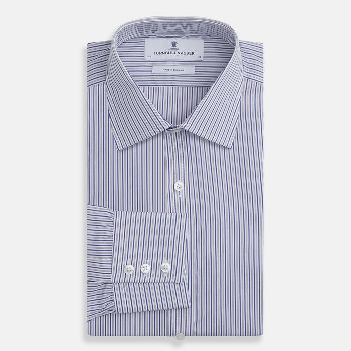 Dark Blue Track Stripe Mayfair Shirt Image 3