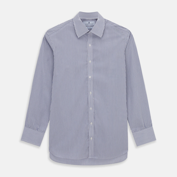 Dark Blue Track Stripe Mayfair Shirt Image 5