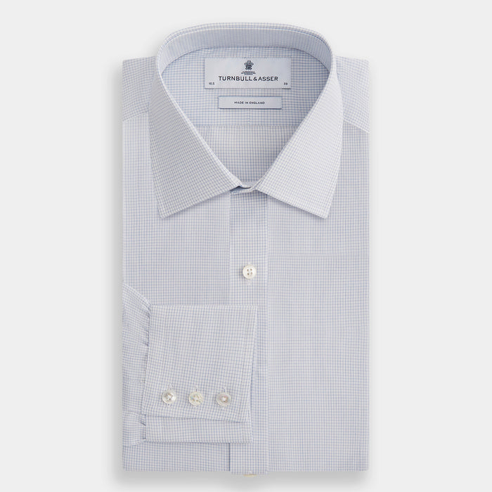 Blue Fine Graph Check Mayfair Shirt Image 3