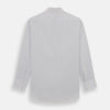 View 5 of product The Blue Pencil Stripe Mayfair Shirt by Turnbull & Asser features light blue stripes, long sleeves, a classic T&A collar, and buttoned cuffs, displayed on a plain white background.