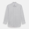 View 1 of product The Blue Pencil Stripe Mayfair Shirt by Turnbull & Asser features light blue stripes, long sleeves, a classic T&A collar, and buttoned cuffs, displayed on a plain white background.