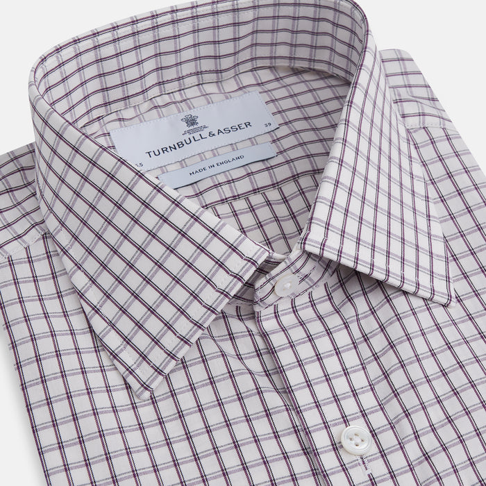 Purple Tattersall Check Mayfair Shirt Image 1