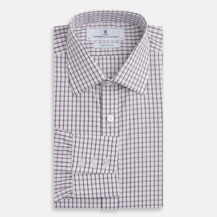 Purple Tattersall Check Mayfair Shirt Image 3