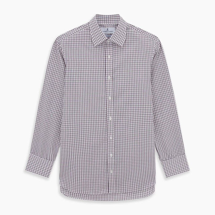 Purple Tattersall Check Mayfair Shirt Image 5