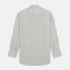 View 5 of product The Turnbull & Asser Pale Blue Graph Check Mayfair Shirt is a long-sleeve, button-up shirt with a pointed collar and buttoned cuffs, crafted from organic cotton—shown here laid flat on a white background.