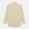 View 5 of product The Turnbull & Asser Yellow Graph Check Mayfair Shirt features long sleeves, a button-up front, and classic T&A collar in organic cotton with a light yellow check pattern—a summer staple shown on a plain white background.