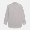 View 5 of product The Turnbull & Asser Purple Graph Check Mayfair Shirt features a classic T&A collar and cuffs, long sleeves, and a subtle purple checkered pattern, shown against a white background.