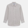 View 1 of product The Turnbull & Asser Purple Graph Check Mayfair Shirt features a classic T&A collar and cuffs, long sleeves, and a subtle purple checkered pattern, shown against a white background.