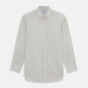 View 1 of product The Turnbull & Asser Pale Blue Pinstripe Mayfair Shirt is a long-sleeve, collared, button-up made from organic cotton with a subtle pale blue and white pinstripe pattern, shown against a plain white background.