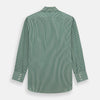 View 5 of product The Dark Green Bengal Stripe Mayfair Shirt by Turnbull & Asser is a long-sleeve, breathable cotton button-up with a pointed collar and buttoned cuffs on a white background.