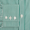 View 3 of product The Dark Green Bengal Stripe Mayfair Shirt by Turnbull & Asser is a long-sleeve, breathable cotton button-up with a pointed collar and buttoned cuffs on a white background.