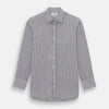 View 1 of product The Turnbull & Asser Midnight Blue Double Graph Check Mayfair Shirt features a pointed collar and buttoned cuffs. Crafted from breathable cotton, this stylish shirt ensures comfort and is shown against a white background.