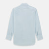 View 6 of product The Turnbull & Asser Blue Multi Pinstripe Mayfair Shirt is a long-sleeve, organic cotton dress shirt with button front, classic collar, and cuffs, shown on a white background.