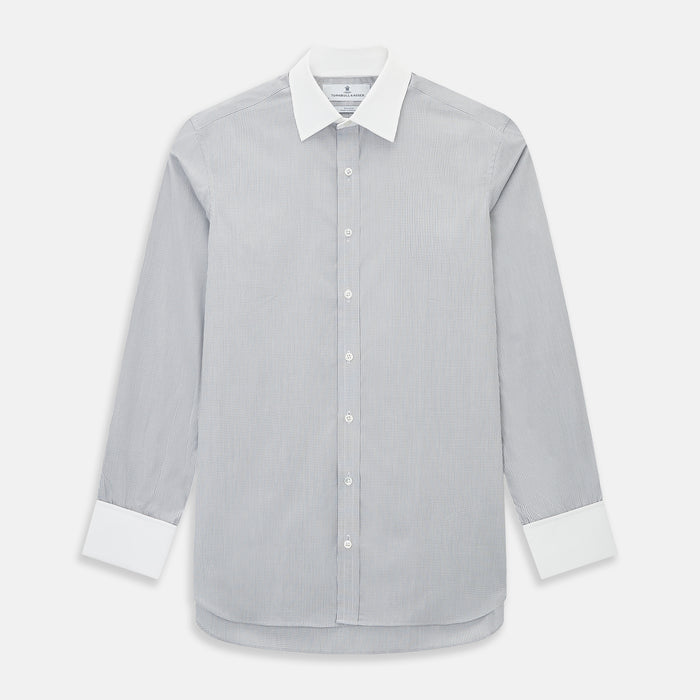Contrast Checked White on Navy Regular Fit Shirt in Cotton