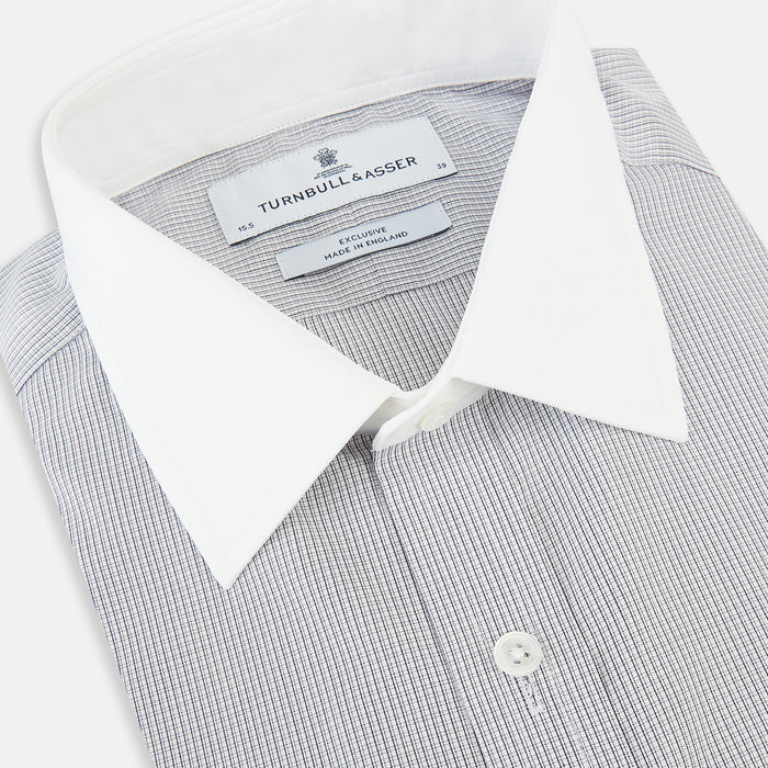 Contrast Checked White on Navy Regular Fit Shirt in Cotton Image 1