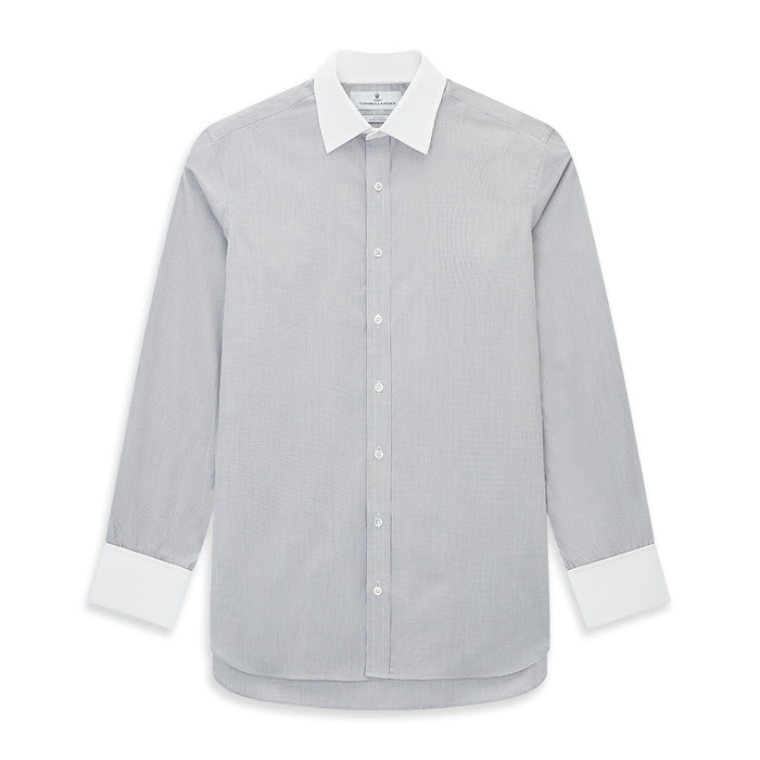 Contrast Checked White on Navy Regular Fit Shirt in Cotton Image 6