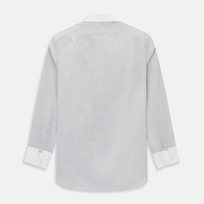 Contrast Striped White on Navy Regular Fit Shirt in Cotton Image 2