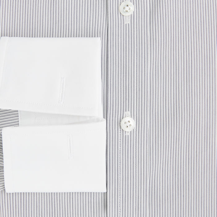 Contrast Striped White on Navy Regular Fit Shirt in Cotton Image 3