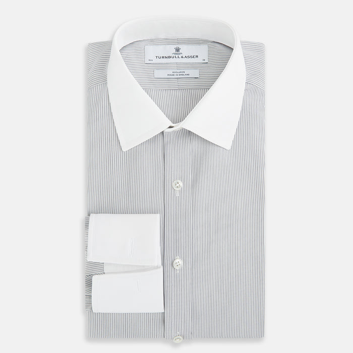 Contrast Striped White on Navy Regular Fit Shirt in Cotton Image 4