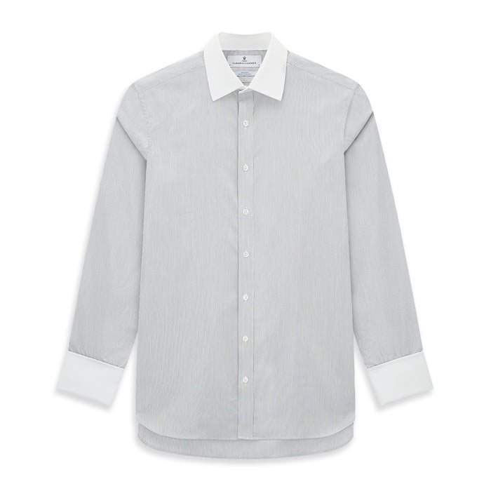 Contrast Striped White on Navy Regular Fit Shirt in Cotton Image 5