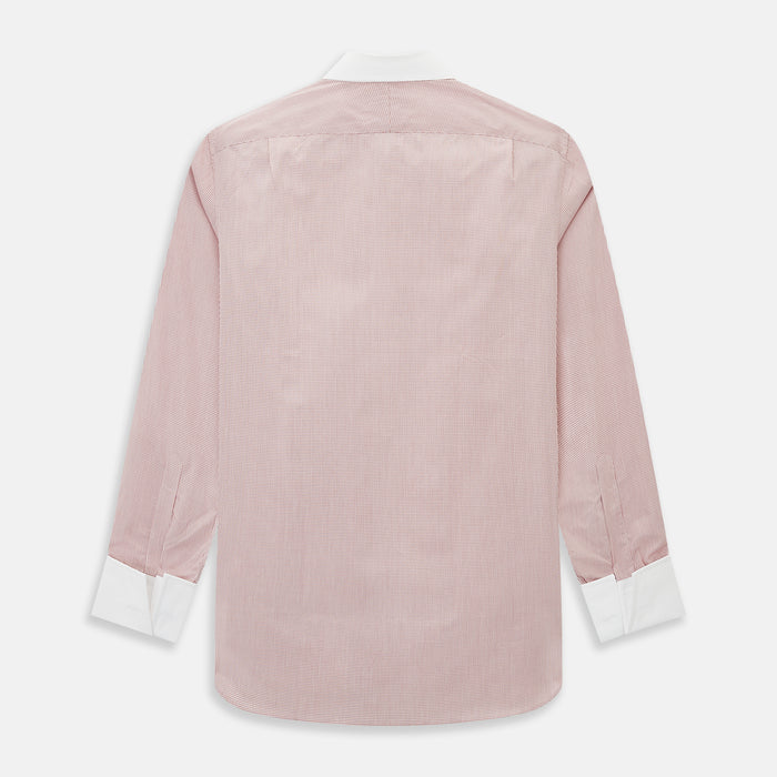 Contrast Collar Checked Red on White Regular Fit Shirt in Cotton Image 2