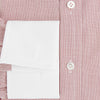 View 4 of product Contrast Collar Checked Red on White Regular Fit Shirt in Cotton, a regular fit button-up shirt in a fine red and white check pattern, featuring a crisp white contrast collar and white French cuffs.
