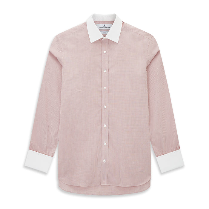 Contrast Collar Checked Red on White Regular Fit Shirt in Cotton Image 6