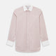 Turnbull & Asser UK SHIRTS RF NEW WH T&A CLR WHITE/DARK RED STRIPE long-sleeved button-up shirt featuring a fine dark red stripe pattern with a contrasting white spread collar and white French cuffs.
