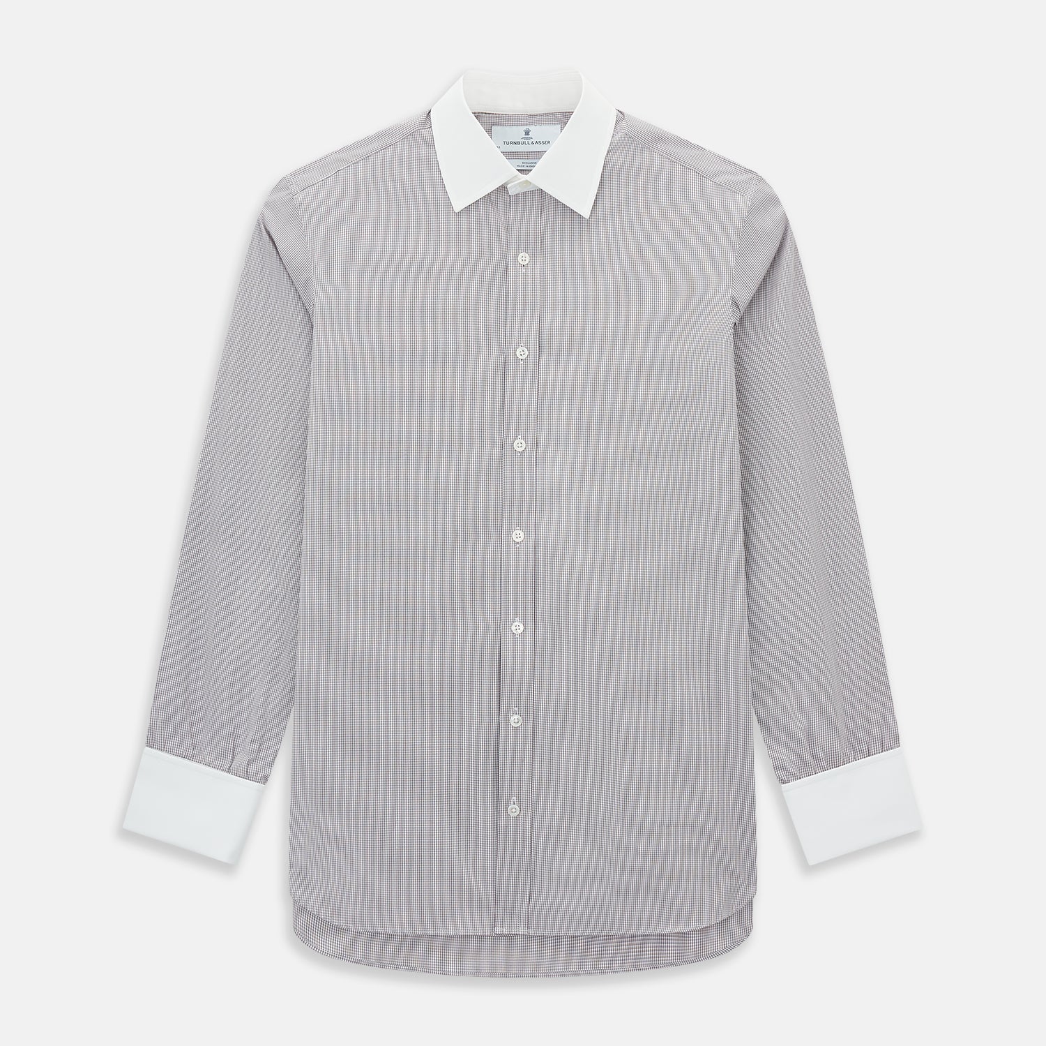 View 1 of product Brown Micro-Tattersall Check Shirt with Constrast T&A Collar and Cuffs 19