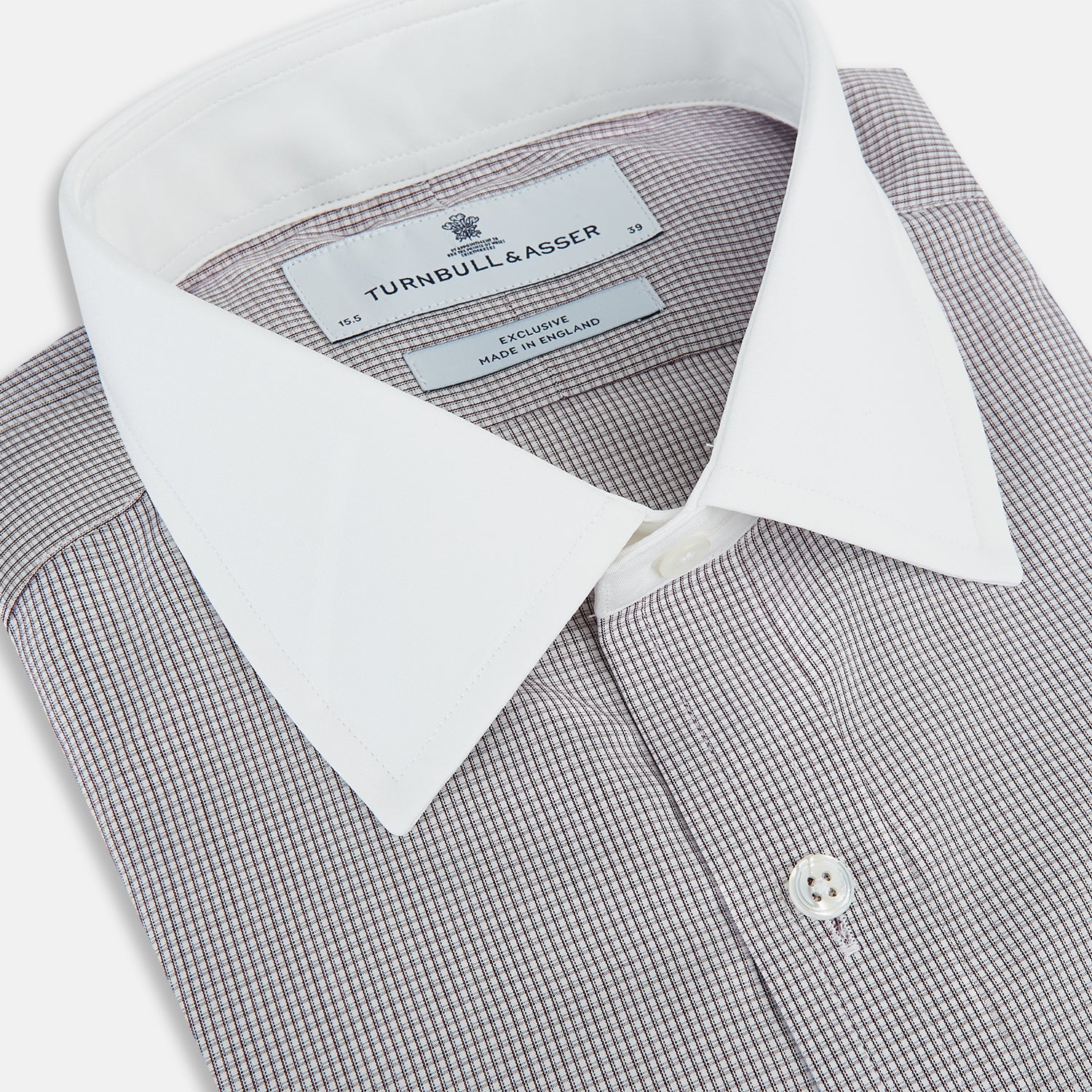 View 2 of product Brown Micro-Tattersall Check Shirt with Constrast T&A Collar and Cuffs 19