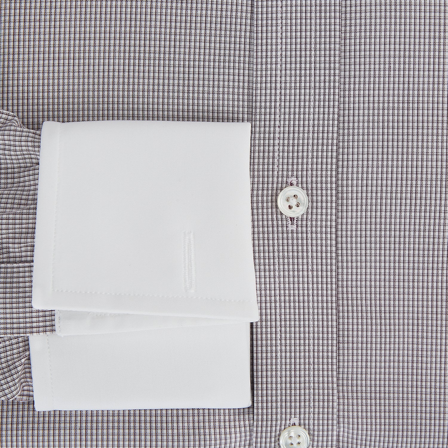 View 4 of product Brown Micro-Tattersall Check Shirt with Constrast T&A Collar and Cuffs 19