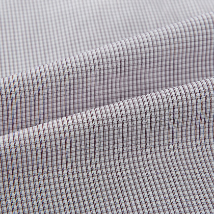 Brown Micro-Tattersall Check Shirt with Contrast T&A Collar and Cuffs Image 5