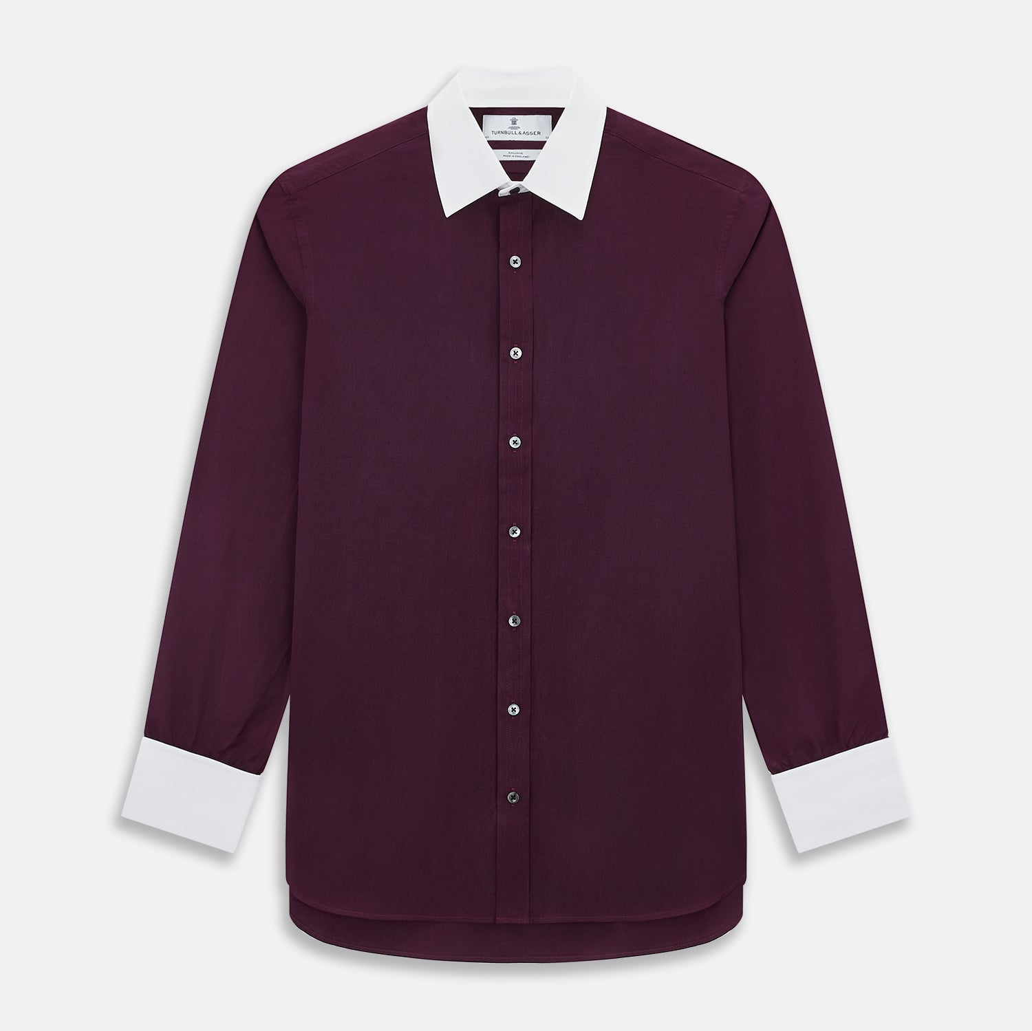 View 1 of product Dark Burgundy Pinstripe Shirt With Contrast Collar & Cuffs 19