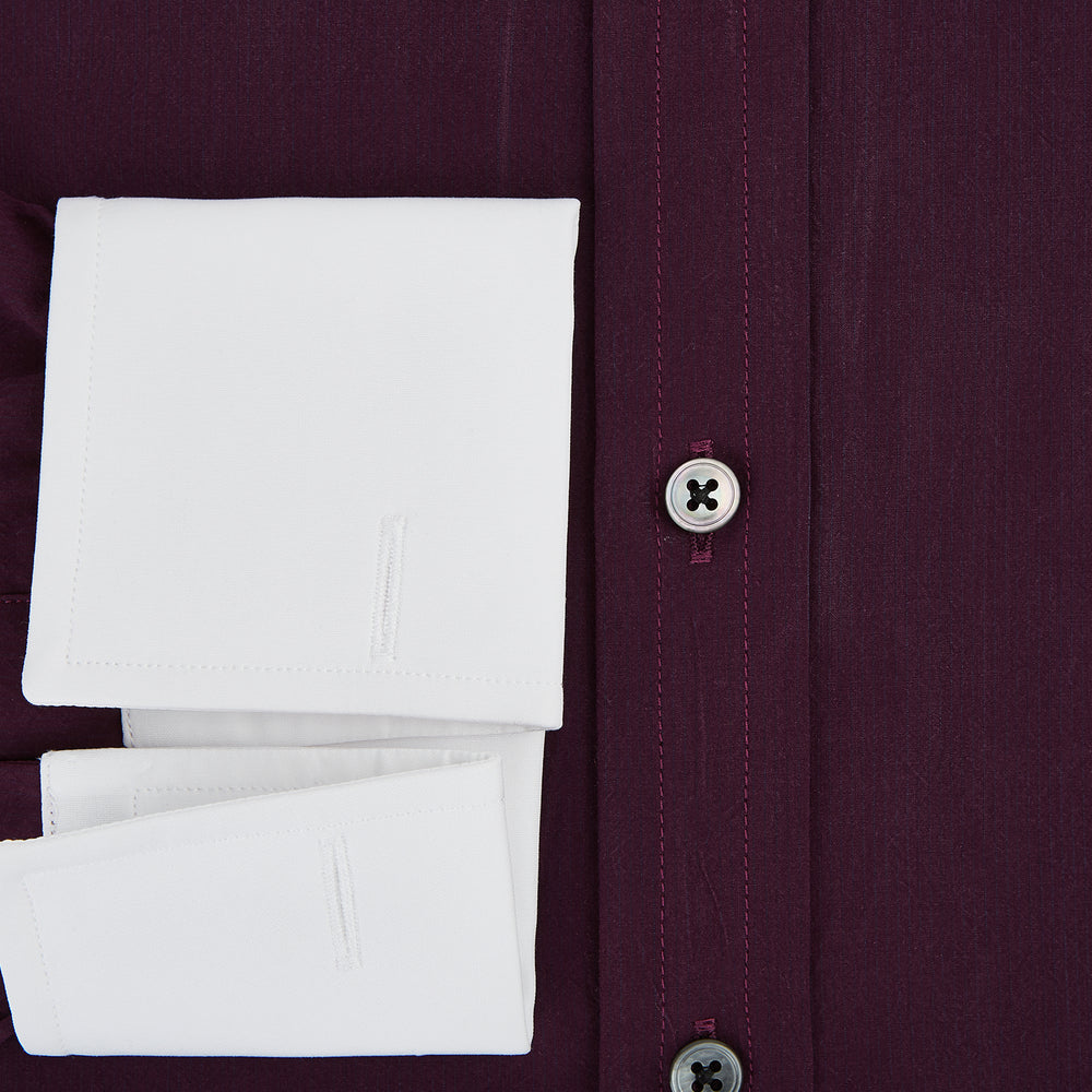 Dark Burgundy Pinstripe Shirt With Contrast Collar & Cuffs 19