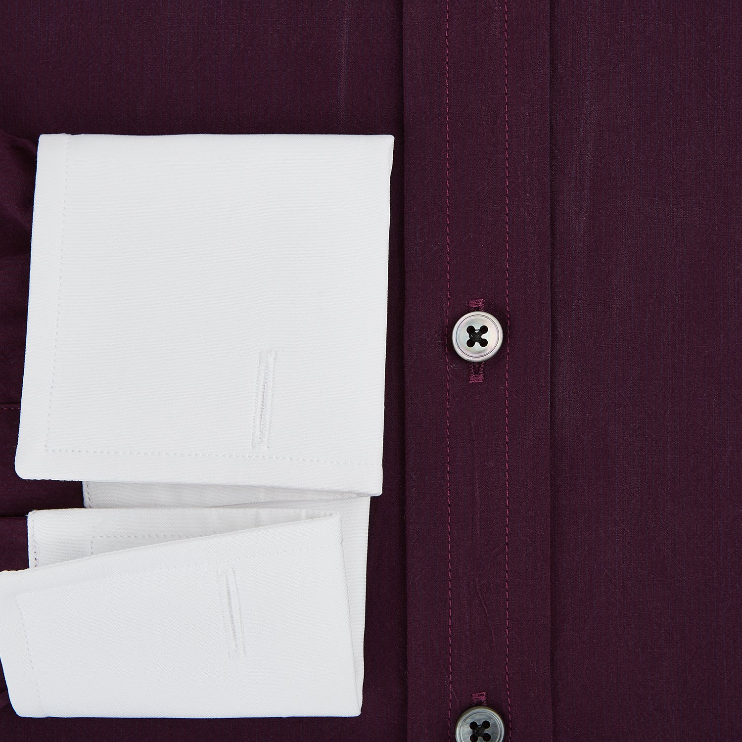 View 4 of product Dark Burgundy Pinstripe Shirt With Contrast Collar & Cuffs 19