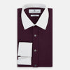 View 5 of product Dark Burgundy Pinstripe Shirt With Contrast Collar & Cuffs 19