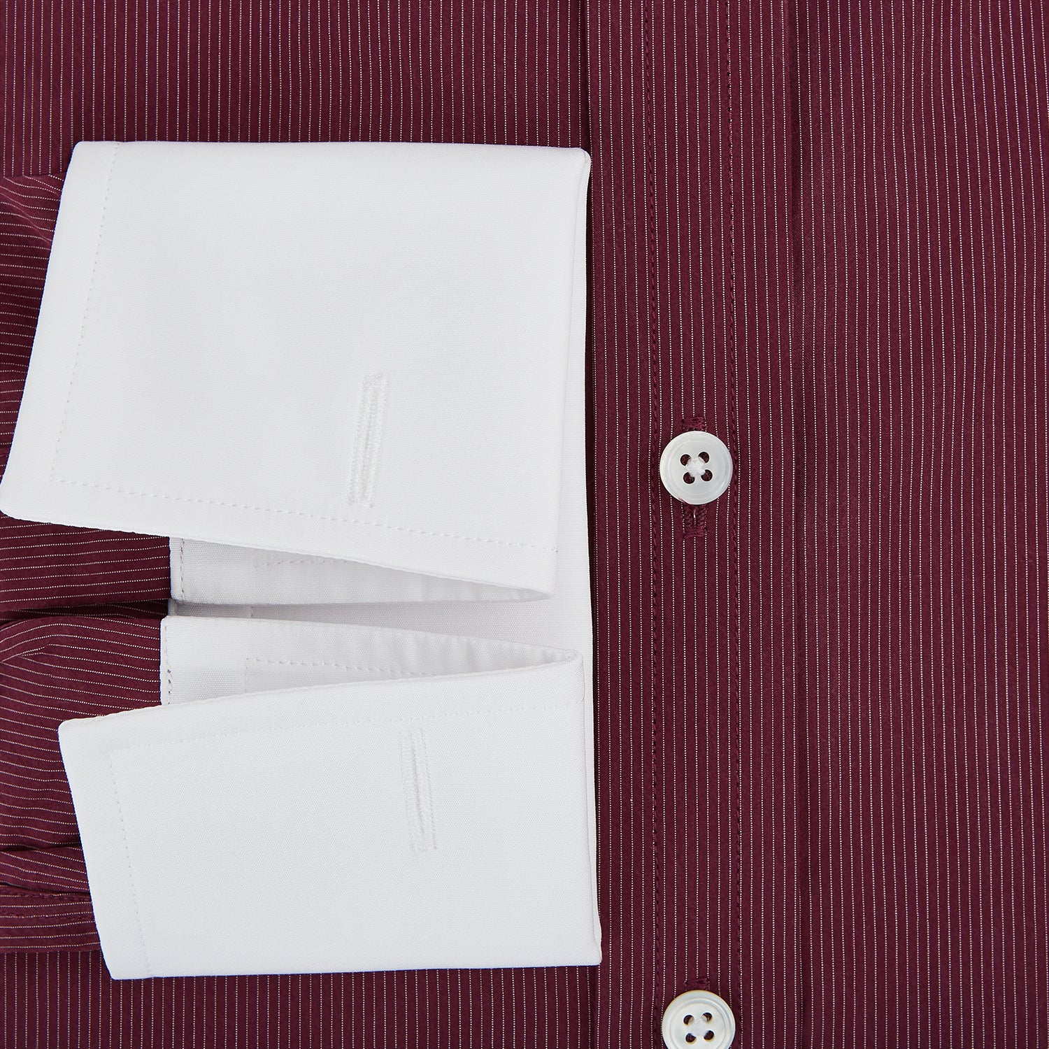 View 4 of product Wine Pinstripe Shirt With Contrast Collar & Cuffs 19