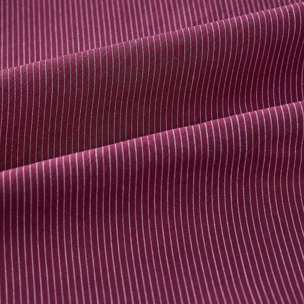 Wine Pinstripe Shirt With Contrast Collar & Cuffs 19