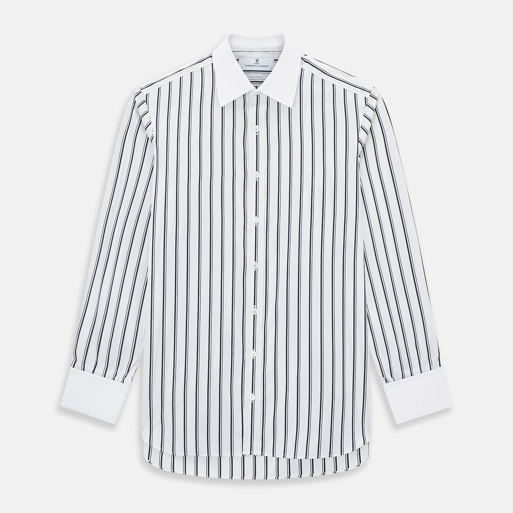 SHIRTS RF NEW WH T&A CLR WHITE DC NVY STRP ON WHT 16.5