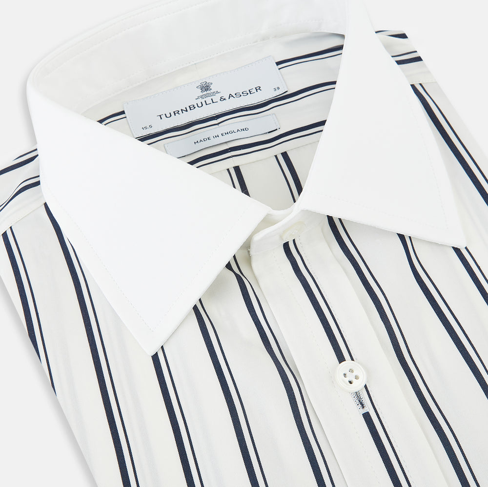 SHIRTS RF NEW WH T&A CLR WHITE DC NVY STRP ON WHT 16.5