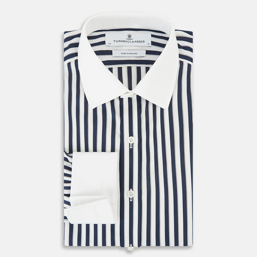 SHIRTS RF NEW WH T&A CLR WHITE DC NVY STRP ON WHT 16