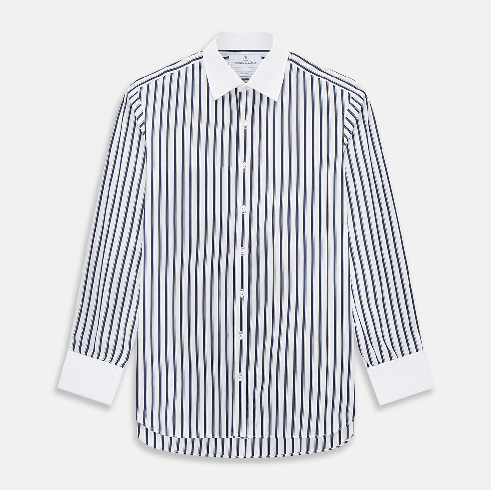 SHIRTS RF NEW WH T&A CLR WHITE DC NVY STRP ON WHT 15.5