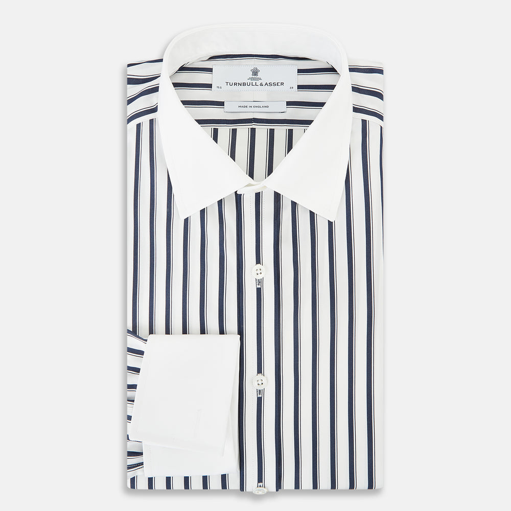 SHIRTS RF NEW WH T&A CLR WHITE DC NVY STRP ON WHT 15.5