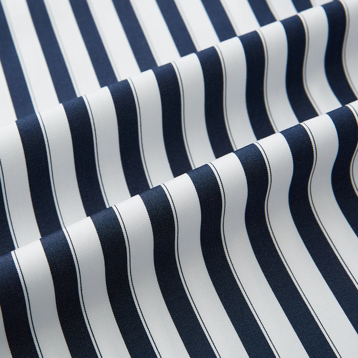 Double Stripe White Classic Contrast Collar Regular Fit Shirt in Cotton Image 5