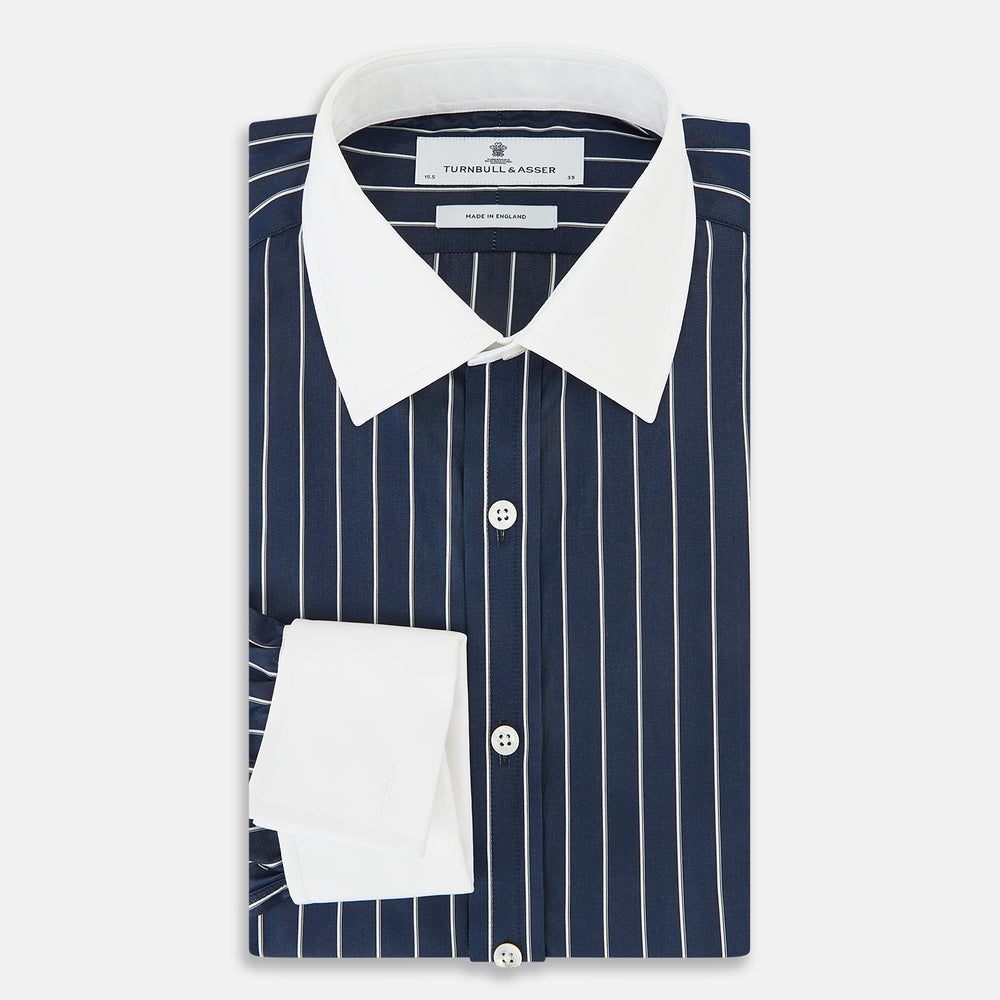 SHIRTS RF NEW WH T&A CLR WHITE DC WHT STRP ON NAVY 17