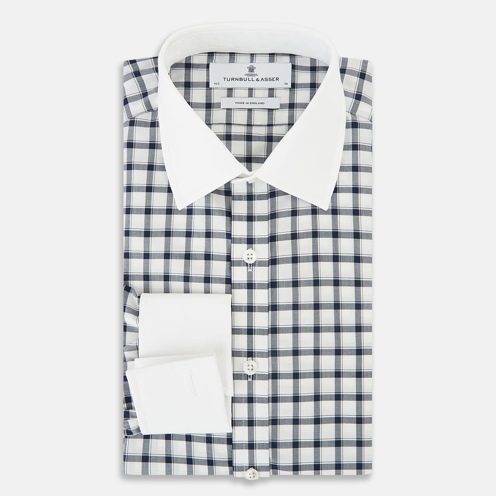 SHIRTS RF NEW WH T&A CLR WHITE DC NAVY CHK ON WHT 18.5