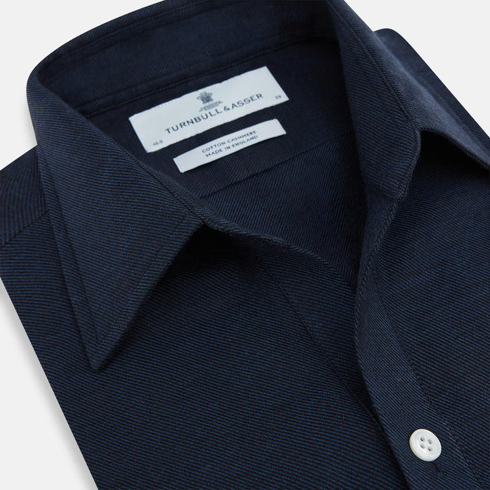 Navy Cotton Cashmere Chelsea Shirt Image 1