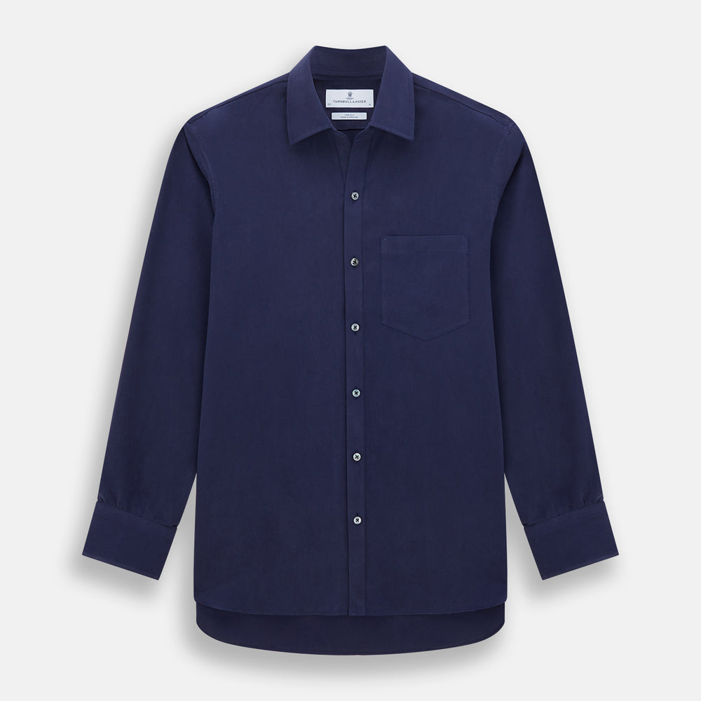 Silk Shirt Navy Silk Chelsea Shirt – Turnbull Asser - Main Image