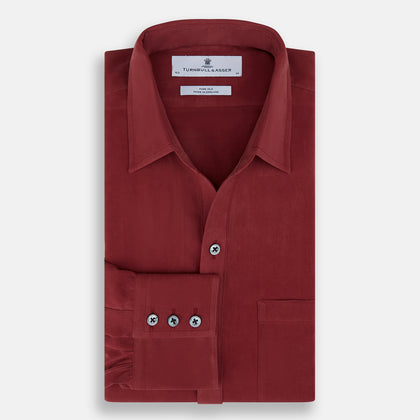 Burgundy Silk Chelsea Shirt Image 4