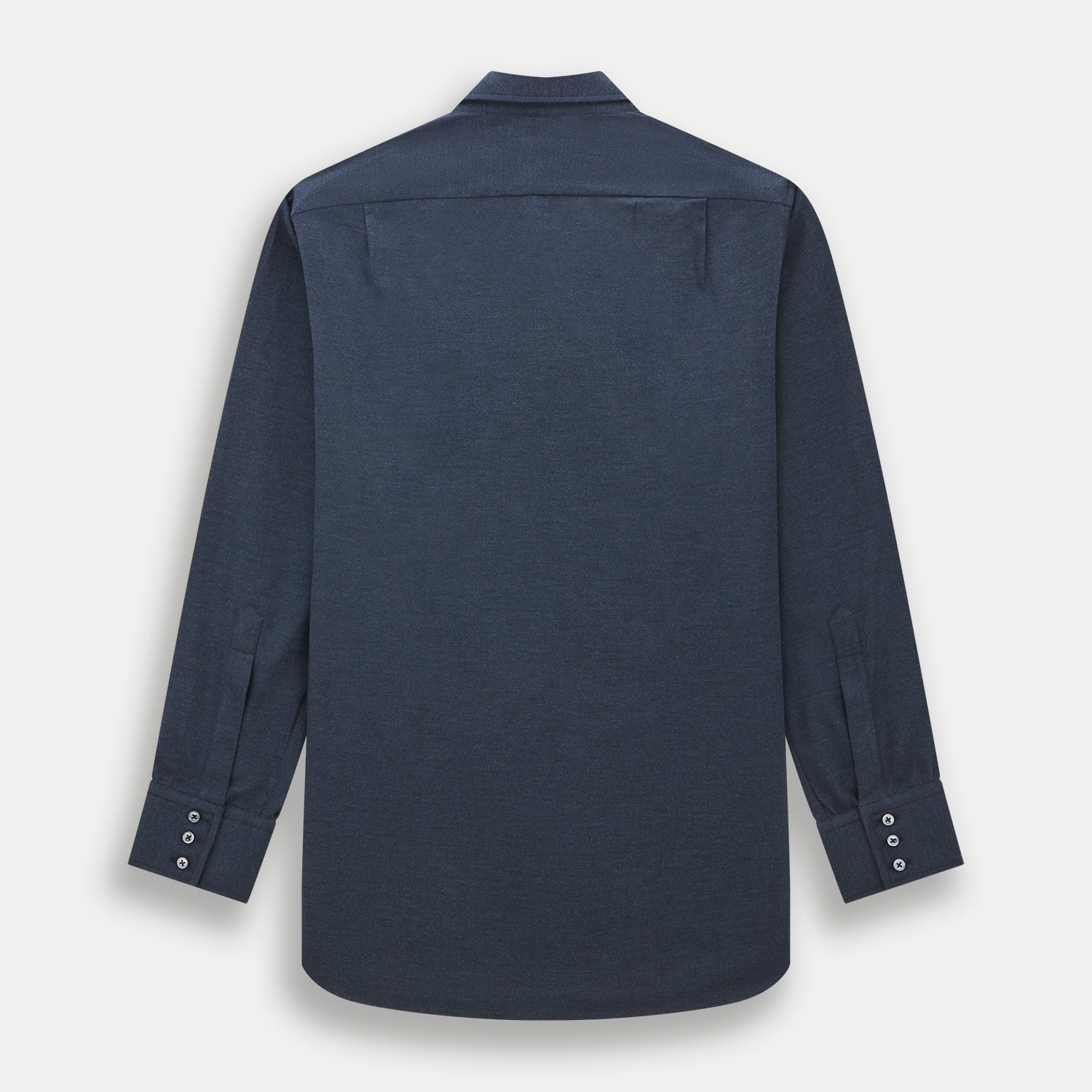 View 5 of product The Navy Chelsea Shirt by Turnbull & Asser is a long-sleeve, button-down flannel with a chest pocket, shown flat on a white background for a classic smart-casual style.